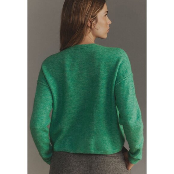 By Anthropologie Crew-Neck Cardigan Sweater in Green Size X-Small - Picture 9 of 10